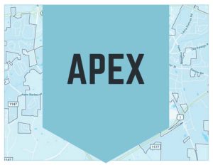 Apex, NC Real Estate Map.
